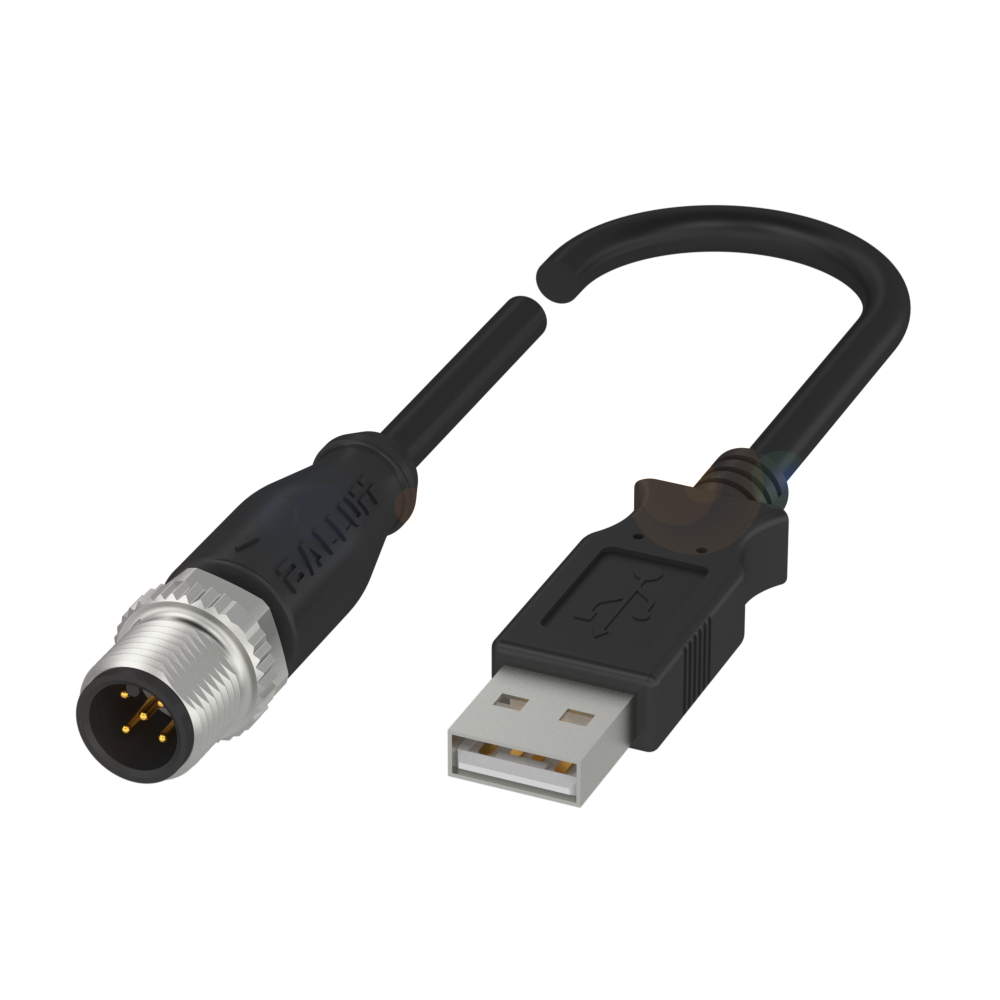 BCC M415-U024-8F-696-VX04T8-018 Double-Ended Cordsets, Connector 01, style=M12x1, Connector 02, style=USB-A, Cable jacket, material=PVC, Cable length