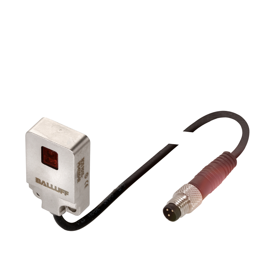 BOS R01E-PS-KE20-00,2-S49 Photoelectric sensor, Light emitter=LED, Connection type=Cable with connector, Switching output=PNP Normally open (NO), Rang