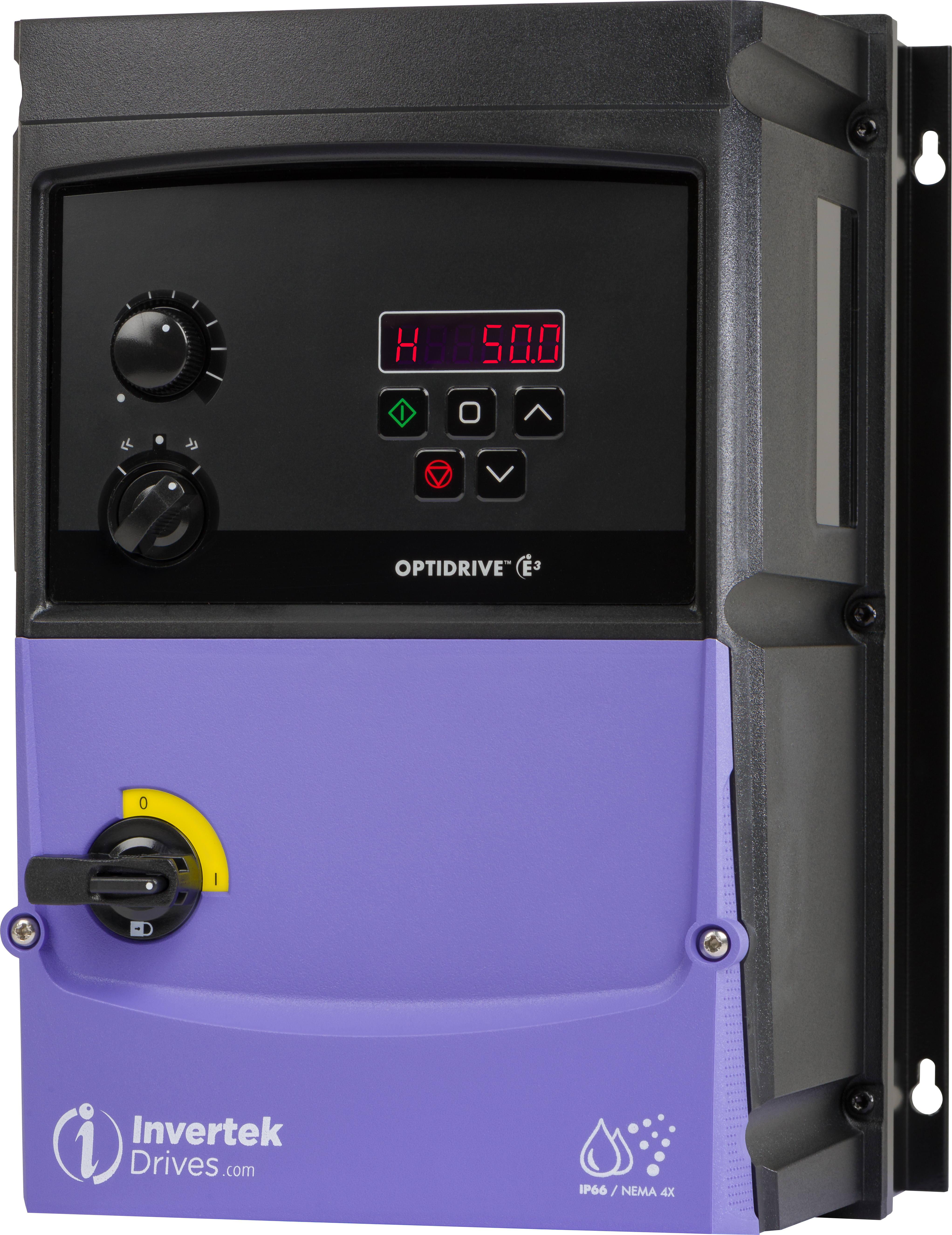 E3 Drive - 1.5HP - 120V/1Ph - SORTIE 230V/3Ph  - NEMA 4X - Disconnect & Speed Pot