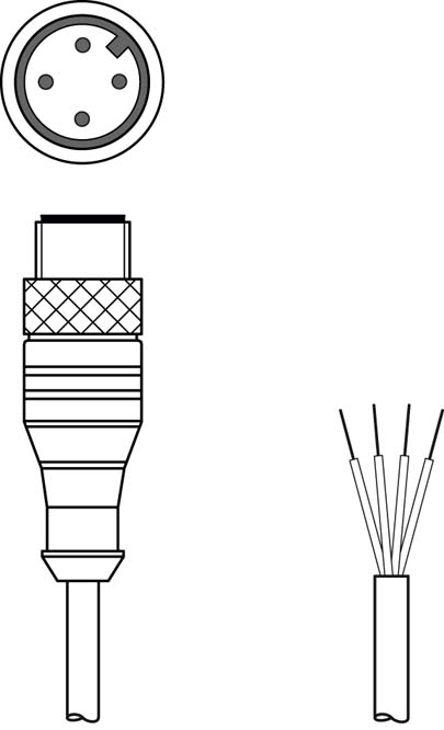 KS U-M12-4A-V1-020 / Connection cable Connection 1: Connector, M12, Axial, Male, A-coded, 4 -pin; Connection 2: Open end; Shielded: No; Cable length: