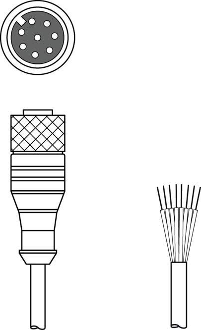 KD U-M12-8A-P1-010 / Connection cable Connection 1: Connector, M12, Axial, Female, A-coded, 8 -pin; Connection 2: Open end; Shielded: No; Cable length