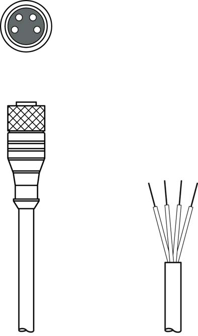 KD U-M8-4A-V1-050 - 5m pvc cable 4 pin/M8