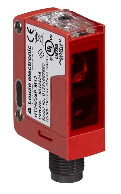HT25C/4P-M12 / Diffuse sensor with background suppression Operating range limit: 0 ... 1.2 m; Light source: LED, Red; Supply voltage: 10 ... 30 V, DC;