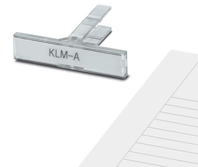KLM-A    Terminal strip markers, for strip marking, adjustable height, for use with end clamps E/UK, E/NS 35 N or CLIPFIX 35, lettering field size: 44