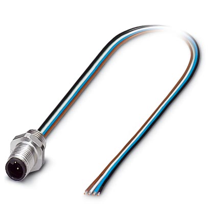 SACC-E-M5MS-4CON-M5/0,5    Sensor/actuator flush-type plug, 4-pos., M5, prewall/screw mounting, with M5 thread, with 0.5 m TPE litz wire, 4 x 0.14 mm?