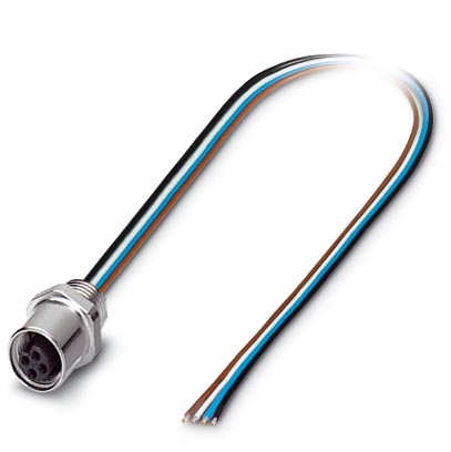 SACC-E-M5FS-4CON-M5/0,5    Sensor/actuator flush-type socket, 4-pos., M5, prewall/screw mounting, with M5 thread, with 0.5 m TPE litz wire, 4x0.14 mm?