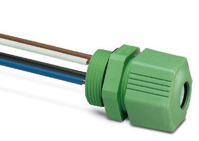 Q 1,5/3A50/13-M20KU-ESA    QUICKON panel feed-through, for the front wall assembly with 50 cm long wires, 3-pos.