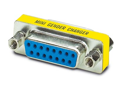 VS-15-GC-BU/BU    D-SUB contact insert, shell size 2, with 15 signal contacts, contact type socket, gender changer, fixing with 4-40 UNC thread