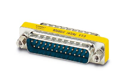 VS-25-GC-ST/ST    D-SUB contact insert, shell size 3, with 25 signal contacts, contact type pin, gender changer, fixing with 4-40 UNC thread