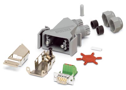 VS-09-PROFIBUS-SP    D-SUB Komplett-Steckverbinder, fur PROFIBUS, Shell-Gro?e 1, Stift, Federkraftanschluss, geschirmt, Schutzart IP67, grau