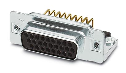 VS-15-BU-DSUB-HD-ER    D-SUB contact insert, shell size 2, with 26 signal contacts, contact type socket, for PCB assembly, angled, fixing with 4-40 UN