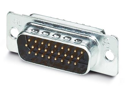 VS-15-ST-DSUB-HD-EG    D-SUB contact insert, shell size 2, with 26 signal contacts, contact type pin, with solder cup, straight, fixing with a 3 mm ho