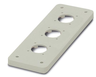 HC-B 24-ADP-3RST-GY    Adapter plates with a reinforced wall, three openings for an M23 circular connector; type B24 on an M23 circular connector; for