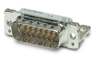 VS-15-ST-DSUB-ER    D-SUB contact insert, shell size 2, with 15 signal contacts, contact type pin, for PCB assembly, angled, fixing with 4-40 UNC thre