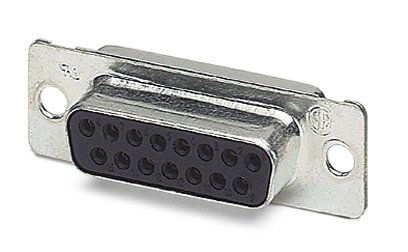 VS-15-BU-DSUB-EG    D-SUB contact insert, shell size 2, with 15 signal contacts, contact type socket, with solder cup, straight, fixing with a 3 mm ho