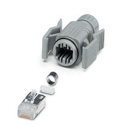 VS-08-T-RJ45/IP67-SET    RJ45 sleeve housing, IP67, with push-pull interlocking for panel mounting frames, for cable cross section 5.0 mm ... 6.5 mm,