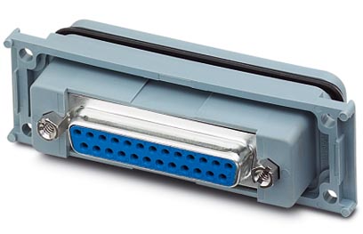 VS-25-A-GC-BU/BU    D-SUB panel mounting frame, shell size 3, with 25 signal contacts, socket, gender changer, shielded, IP67 degree of protection