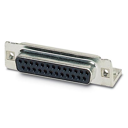 VS-25-BU-DSUB-ER    D-SUB contact insert, shell size 3, with 25 signal contacts, contact type socket, for PCB assembly, angled, fixing with 4-40 UNC t