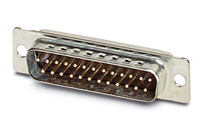 VS-25-ST-DSUB-EG    D-SUB contact insert, shell size 3, with 25 signal contacts, contact type pin, with solder cup, straight, fixing with a 3 mm hole,