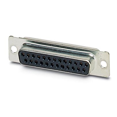 VS-25-BU-DSUB-EG    D-SUB contact insert, shell size 3, with 25 signal contacts, contact type socket, with solder cup, straight, fixing with a 3 mm ho