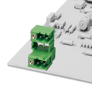 MDSTB 2,5/ 2-GFL-5,08    Header, Nominal current: 10 A, Nom. voltage: 250 V, Pitch: 5.08 mm, Number of positions: 2, Color: green, Assembly: Soldering