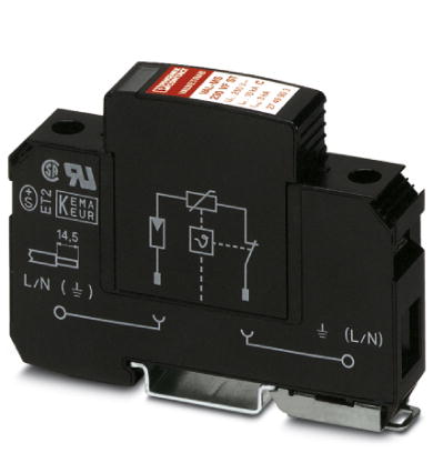VAL-MS 350VF    Surge voltage arrester consisting of base element with protective plug with a connection in series with a varistor and a gas-filled sp