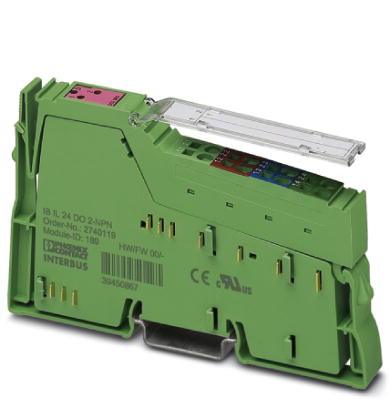 IB IL 24 DO 2-NPN-PAC    Inline digital output terminal block, complete with accessories (plug connector and labeling field), 2 outputs, 24 V DC, npn-
