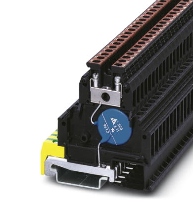 TT-SLKK 5-C 3N3-230AC    Modular terminal block with radio interference suppression capacitor between clamping connector and DIN rail, separate ground