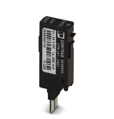 CTM 2X1- 24DC    LSA-PLUS plug (COMTRAB CTM) with protective circuit for 2-conductor signal circuits grounded on one side. Nominal voltage: 24 V DC