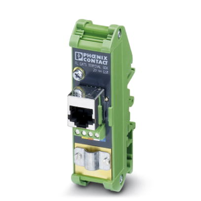 FL CAT5 TERMINAL BOX    Passive connection field, 4 x screw terminal block on RJ45 female connector, pin assignment 1, 2, 3, 6, shield contacting to D