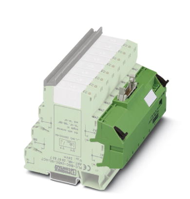 PLC-V8L/FLK14/OUT/M    V8L-OUTPUT adapter for eight 14 mm PLC interfaces (2 PDTs, etc./see "Supplementary Products"). 14-pos. flat-ribbon cable connec