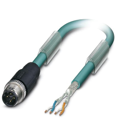 SAC-4P-M12MSD/ 2,0-931    Bus system cable, ETHERNET, 4-pos., PUR blue halogen-free, shielded, straight connector M12 D-coded on free conductor end, l