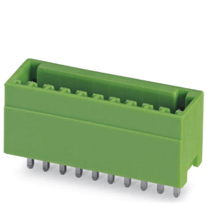 MCV 0,5/ 9-G-2,5    Header, Nominal current: 4 A, Nom. voltage: 80 V, Pitch: 2.5 mm, Number of positions: 9, Color: green, Assembly: Soldering