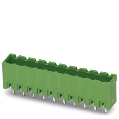 MSTBVA 2,5/10-G    Header, Nominal current: 12 A, Nom. voltage: 250 V, Pitch: 5 mm, Number of positions: 10, Color: green, Assembly: Soldering