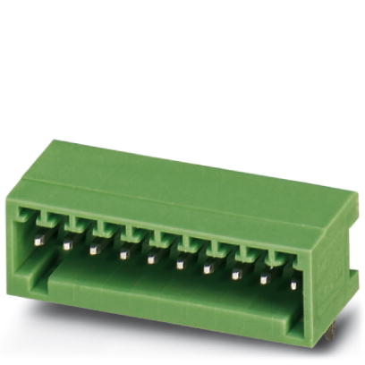 MC 0,5/10-G-2,5    Header, Nominal current: 4 A, Nom. voltage: 80 V, Pitch: 2.5 mm, Number of positions: 10, Color: green, Assembly: Soldering