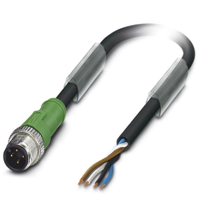 SAC-4P-M12MS/ 2,0-186    Power cable, 4-pos., PUR/PVC black, straight connector M12 on free conductor end, length: 2 m