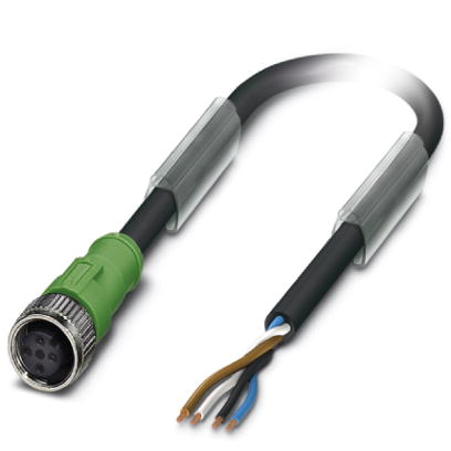 SAC-4P- 2,0-186/M12FS    Power cable, 4-pos., PUR/PVC black, free conductor end on straight socket M12, length: 2 m