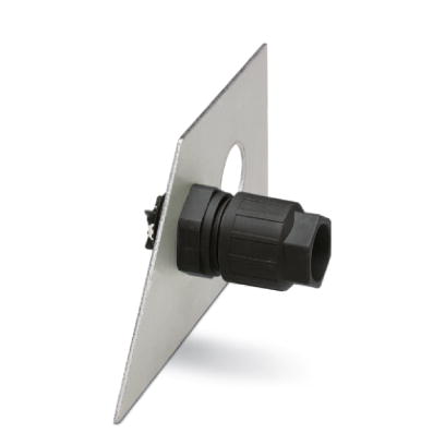 Q 1,5/4FL/24-M20KU-ESA BK    Panel feed-through, for external wall mounting, with manual solder/slip-on connection, 4.8 x 0.8 mm, connecting thread M2