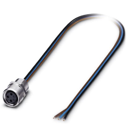 SACC-E-M 8FS-3CON-M8/0,5    Sensor/actuator flush-type socket, 3-pos., M8, front/screw mounting, with M8 thread, with 0.5 m TPE litz wire, 3 x 0.25 mm
