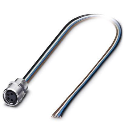 SACC-E-M 8FS-4CON-M8/0,5    Sensor/actuator flush-type socket, 4-pos., M8, front/screw mounting, with M8 thread, with 0.5 m TPE litz wire, 4 x 0.25 mm