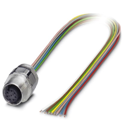 SACC-EC-M12FS-8CON-PG9/0,5    Sensor/Actuator flush-type socket, 8-pos., M12, A-coded, front/screw mounting with PG9 thread, can be positioned, with 0