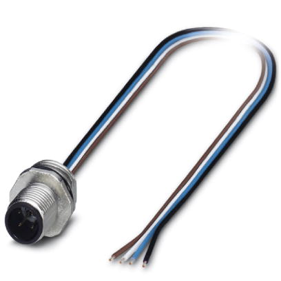 SACC-E-M12MS-4CON-PG9/0,5    Sensor/Actuator flush-type plug, 4-pos., M12, A-coded, front/screw mounting with PG9 thread, with 0.5 m TPE litz wire, 4