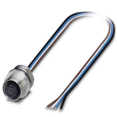 SACC-E-M12FS-4CON-PG9/1,0    Sensor/Actuator flush-type socket, 4-pos., M12, A-coded, front/screw mounting with PG9 thread, with 1 m TPE litz wire, 4