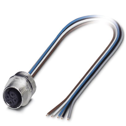 SACC-E-M12FS-5CON-M16/1,0    Sensor/Actuator flush-type socket, 5-pos., M12, A-coded, front/screw mounting with M16 thread, with 1 m TPE litz wire, 5