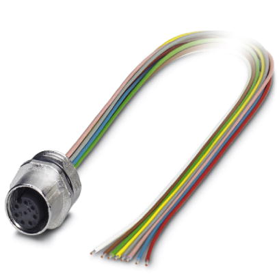 SACC-E-M12FS-8CON-PG9/0,5    Sensor/Actuator flush-type socket, 8-pos., M12, A-coded, front/screw mounting with Pg9 thread, with 0.5 m TPE litz wire,