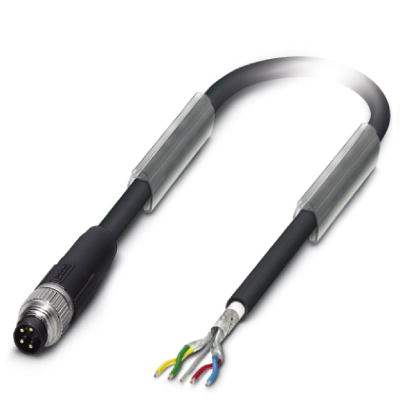 SAC-4P-M 8MS/ 2,0-950    Bus system cable, INTERBUS, 4 pos., PUR halogen-free black, shielded, straight M8 plug, on free conductor end, cable length:
