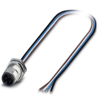 SACC-DSI-MS-4CON-M12/0,5 SCO    Sensor/actuator flush-type connector, 4-pos., M12 SPEEDCON, A-coded, rear/screw mounting with M12 thread, with 0.5 m T