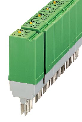 ST-REL4-KG230/21-21/AU    Relay connector, equipped with miniature switching relay, contacts (Ag+Au): small to large loads, 2 PDTs, input voltage 230