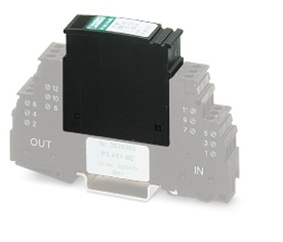 PT 4X1-48DC-ST    Surge protection plug for the base element, common mode voltage coarse and fine protection for four lines with a common reference po