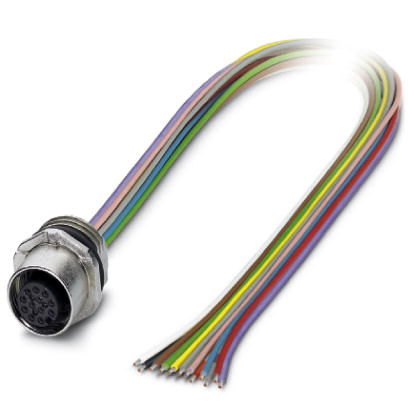 SACC-E-FS-12CON-M16/0,5 SCO    Sensor/actuator flush-type socket, 12-pos., M12 SPEEDCON, front/screw mounting with M16 thread, with 0.5 m TPE litz wir